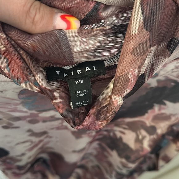 Tribal Cowl Neck Long Sleeve Shirt - Picture 7 of 7